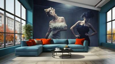 Vogue style photo of two fashion ladies Wall mural