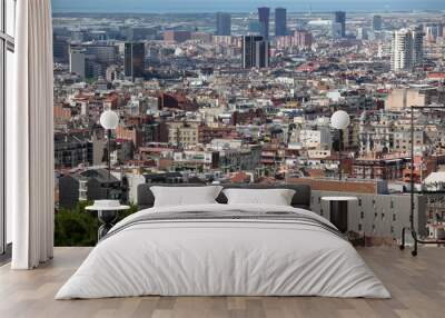 Aerial view of Barcelona, Spain. Barcelona is one of the most po Wall mural