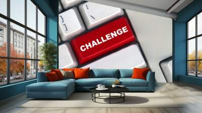 keyboard with red button of challenge Wall mural