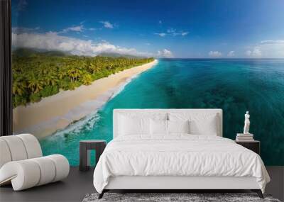 aerial view of beautiful tropical white sand beach Wall mural