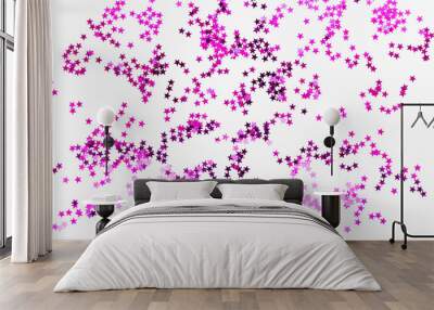 Holiday background with magenta purple star confetti. Good background for Christmas and New Year cards. Wall mural