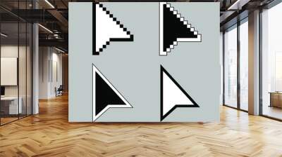 Black and white arrow pixel and no pixel mouse cursors icons signs vector illustration set flat style design isolated on gray background. Wall mural