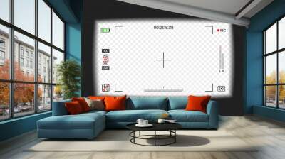 Camera viewfinder video or photo frame recorder flat style design vector illustration. Digital camera viewfinder with exposure settings and focusing grid template. Wall mural