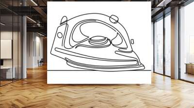 Continuous one line drawing of an clothes iron Wall mural