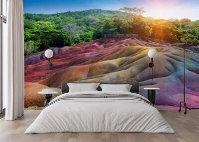 The most famous tourist place of Mauritius- Chamarel - earth of seven colors .. Wall mural