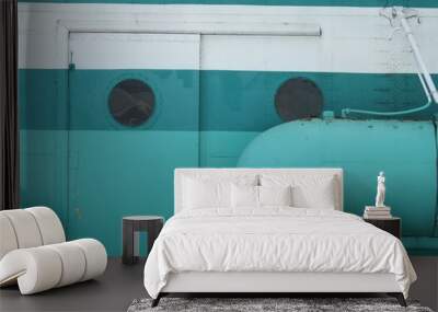 Military helicopter, propellers, installations and units for shooting, close-up. Wall mural