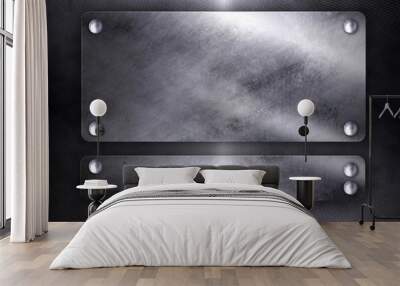 silver metal template.Gold background. Wall mural