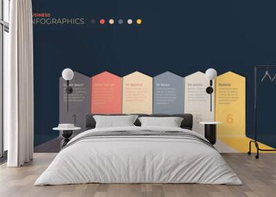 Six stages or options. Simple vector infographic template Wall mural