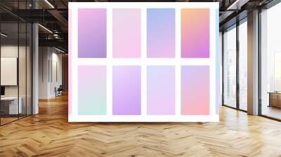 Vibrant and smooth pastel gradient soft colors set for devices, pc and modern smartphone screen backgrounds set vector ux and ui design illustration Wall mural