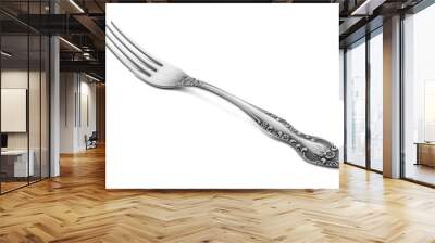 Vintage silver fork isolated on white background Wall mural