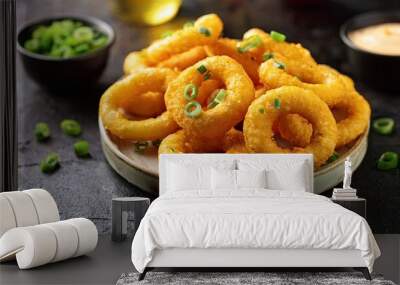 yellow corn rings with cheese and green onion flavor. Beer snacks  Wall mural