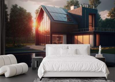 A house with solar panels Wall mural