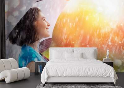 autumn rain Wall mural