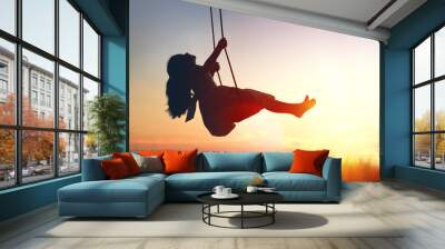 child girl on swing Wall mural