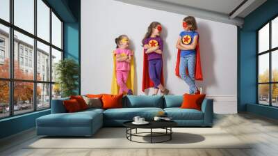 children are playing superhero Wall mural