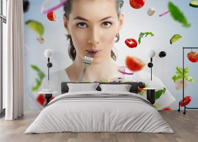 eating healthy food Wall mural