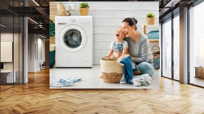 family doing laundry Wall mural