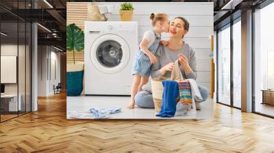 family doing laundry Wall mural