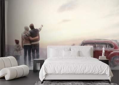 family enjoying road trip Wall mural