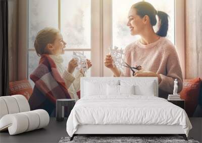 family sitting by the window Wall mural