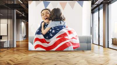 Family with American flag Wall mural