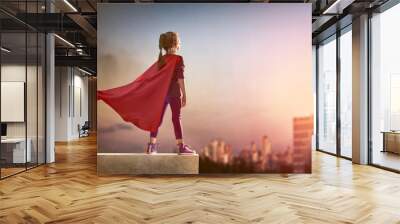 girl plays superhero Wall mural