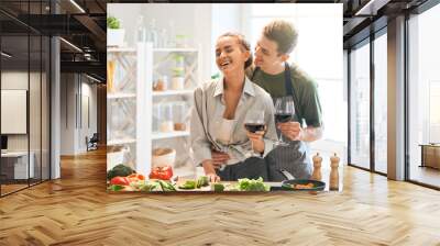 loving couple in the kitchen Wall mural