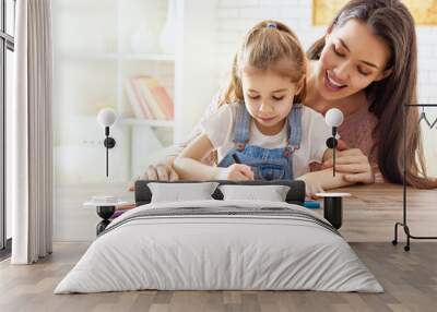 mother and daughter together paint Wall mural