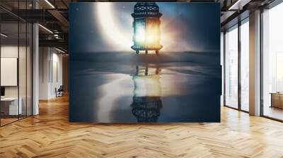 Ornamental Arabic lantern with burning candle Wall mural