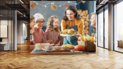 Thanksgiving Day, Autumn feast Wall mural