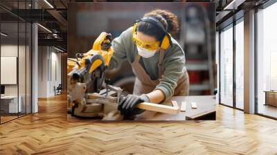 woman carpenter in workshop Wall mural