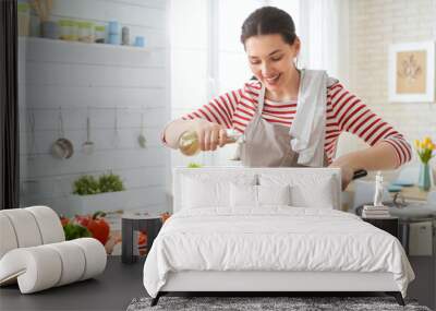 woman is preparing proper meal Wall mural