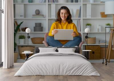 woman using laptop Wall mural