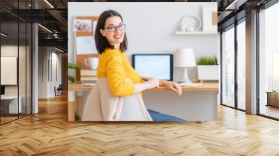 woman working in home office Wall mural