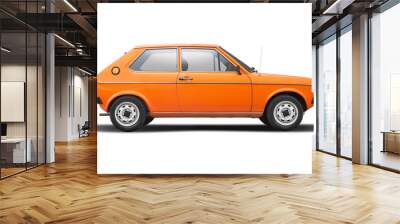 Classic small sport hatchback car side view isolated on white background Wall mural