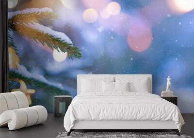 A Abstract Christmas banner or greeting card background with Christmas Tree Light; Wall mural