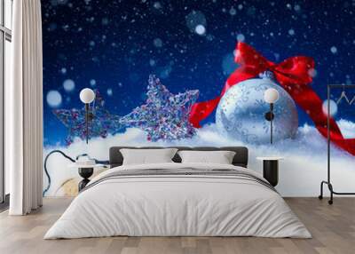 art snow christmas background;  new years eve Wall mural