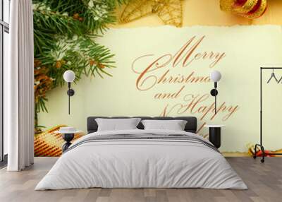 Art vintage Christmas greeting card Wall mural