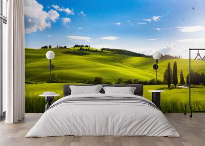 Idyllic summer rural landscape, Tuscany, Italy Wall mural