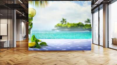 Summer Tropical Cocktail drink; enjoy mojito Paradise Wall mural