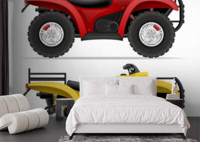 atv motorcycle on four wheels and trucks off roads vector illust Wall mural