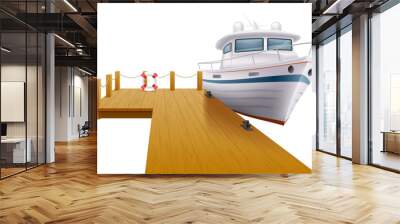 wooden pier dock for a yacht or boat vector illustration Wall mural