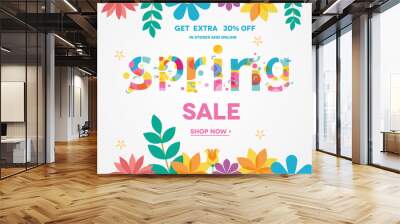 spring sale banner, sale poster, sale flyer, sale vector. 30% off, vector illustration. Wall mural