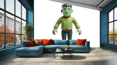 Frankenstein's Green Monster 3D on Transparent Background Halloween Festival Wall mural