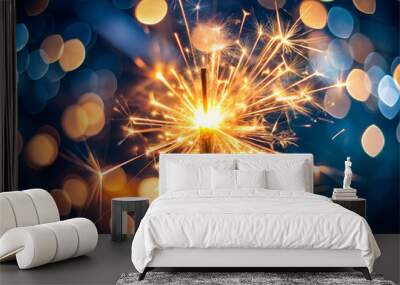 Sparkler with a blurred dark background, Diwali Festival Celebration Wall mural