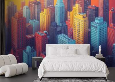 Flat vector illustration of a city landscape Wall mural