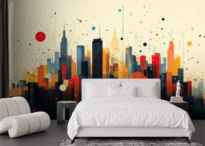 Flat vector illustration of a city landscape Wall mural