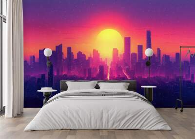 Flat vector illustration of a city landscape Wall mural