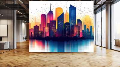 Flat vector illustration of a city landscape Wall mural