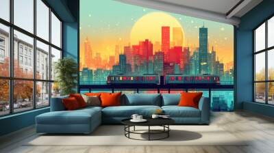 Flat vector illustration of a city landscape Wall mural